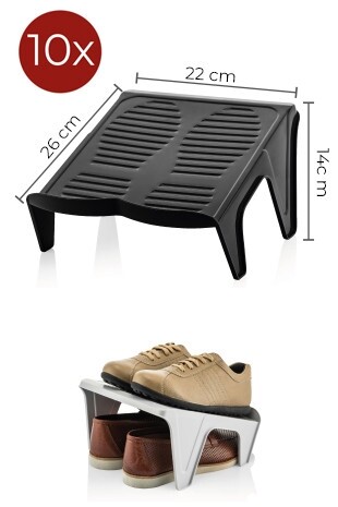 Plastový organizér na boty, černý, 10 ks/bal - II. jakost, POUZE OSOBNÍ ODBĚR