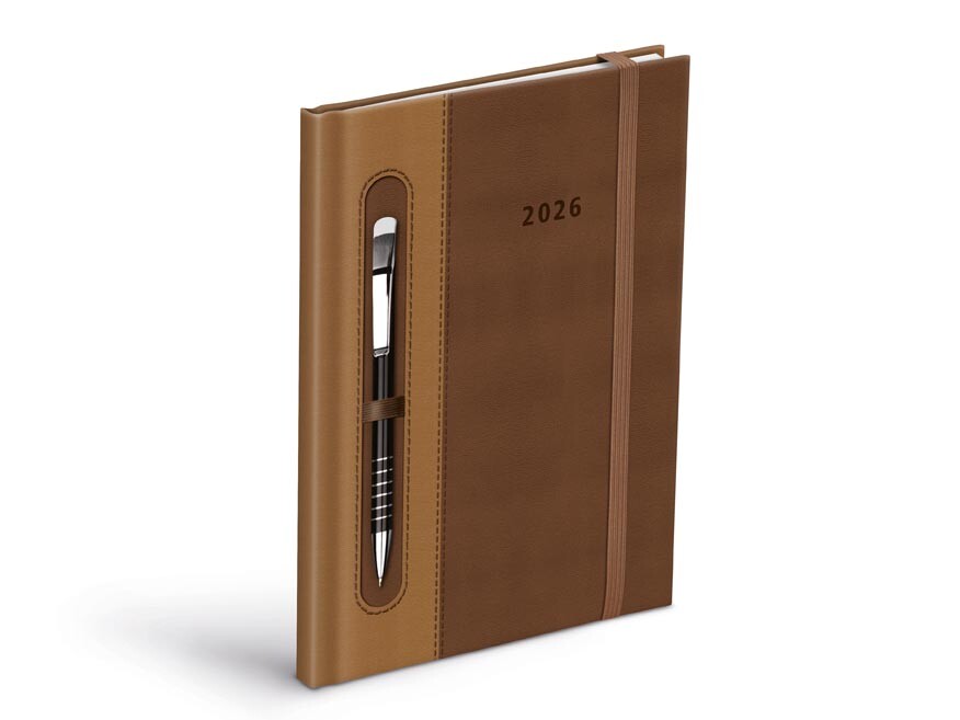 MFP 7781480 Diář 2026 T805 PU dark brown/beige - na propisku s gumkou