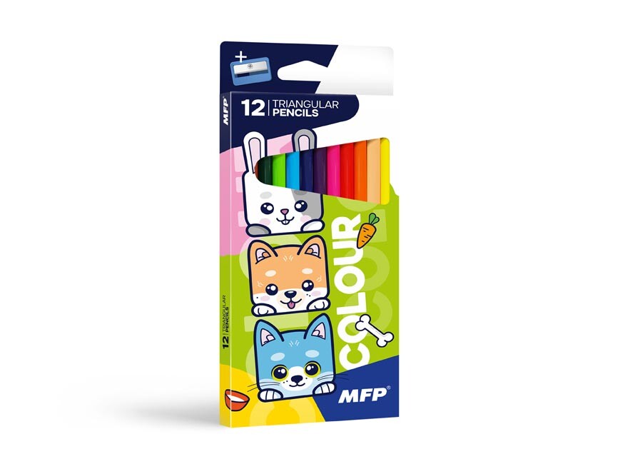 MFP 6300666 Pastelky 12 ks triangular s ořezávátkem COLOUR