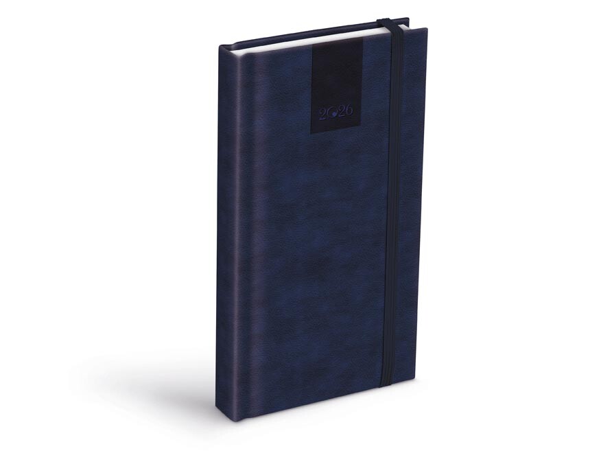 MFP 7781499 Diář 2026 D802 PU s gumkou bluegray 90x170mm