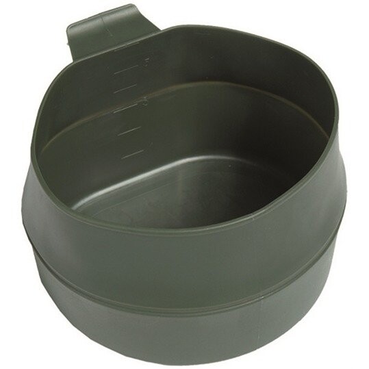 Hrnek oliv plast skládací Švédsko 250ml zánovní WILDO