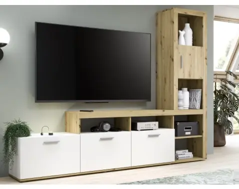 Obývací stěna Jacky, dub artisan/bílá