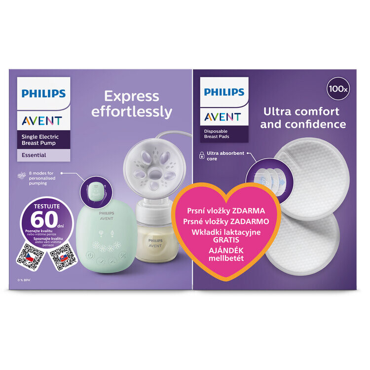 Philips AVENT Odsávačka mateřského mléka elektrická Essential SCF323/11+Dárek
