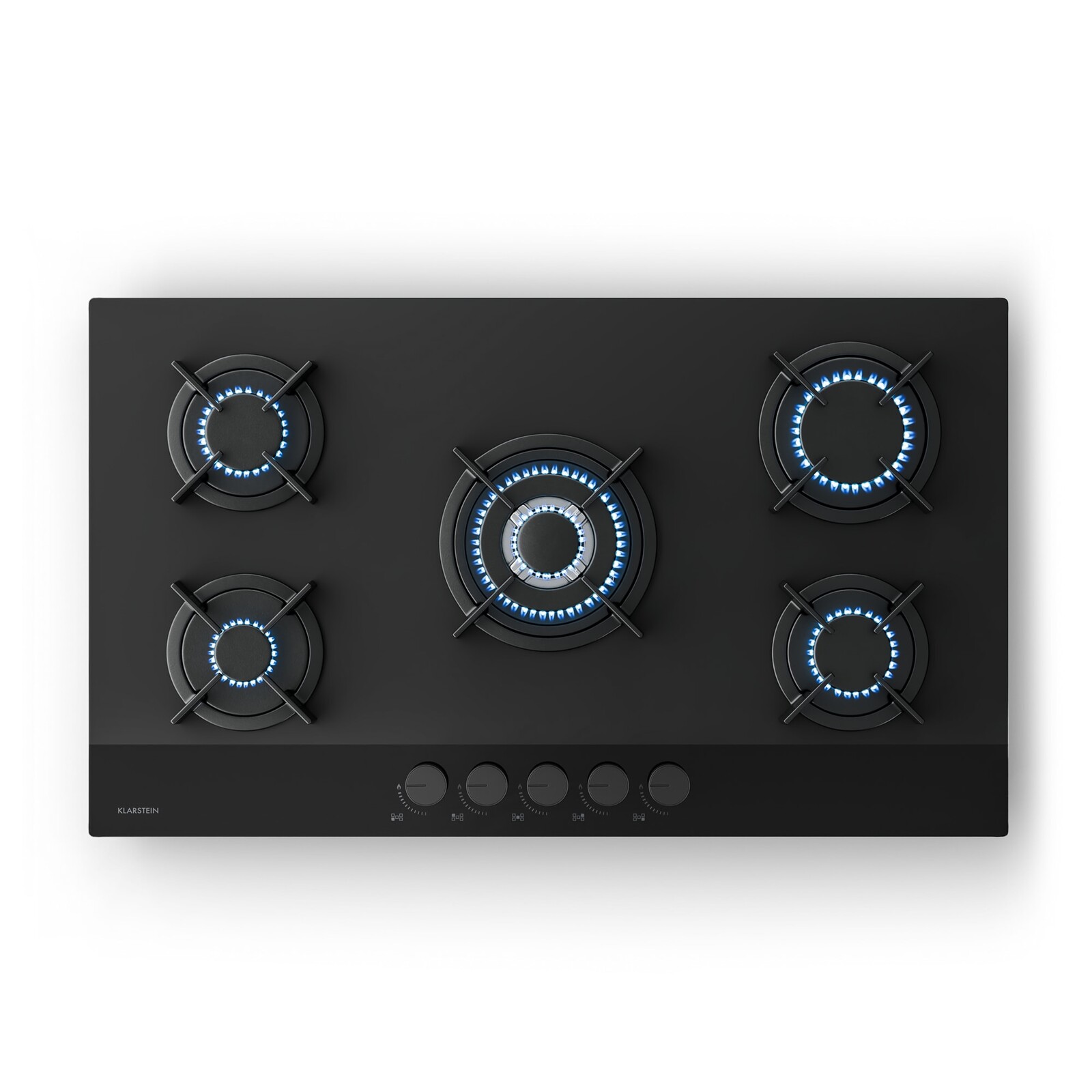 Klarstein Plynová varná deska Velaire | varná deska s 5 hořáky s elektrickým zapalováním | kompatibilní se zemním plynem a LPG | 10400 W | 90 cm
