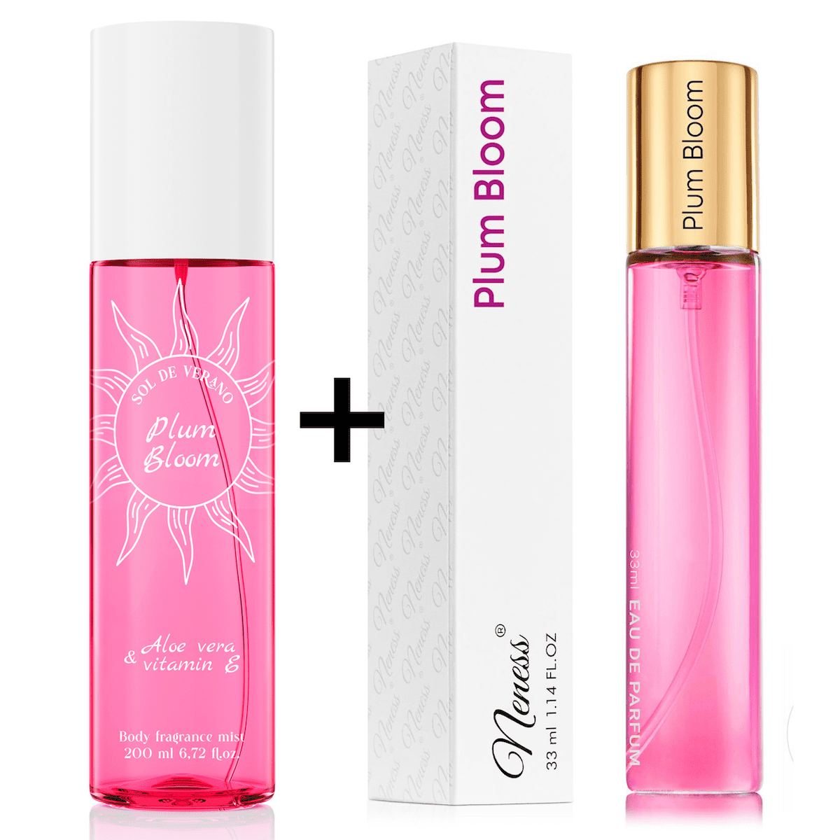 Neness Plum Bloom výhodná sada tělový sprej + parfémovaná voda pro ženy 200ml + 33ml