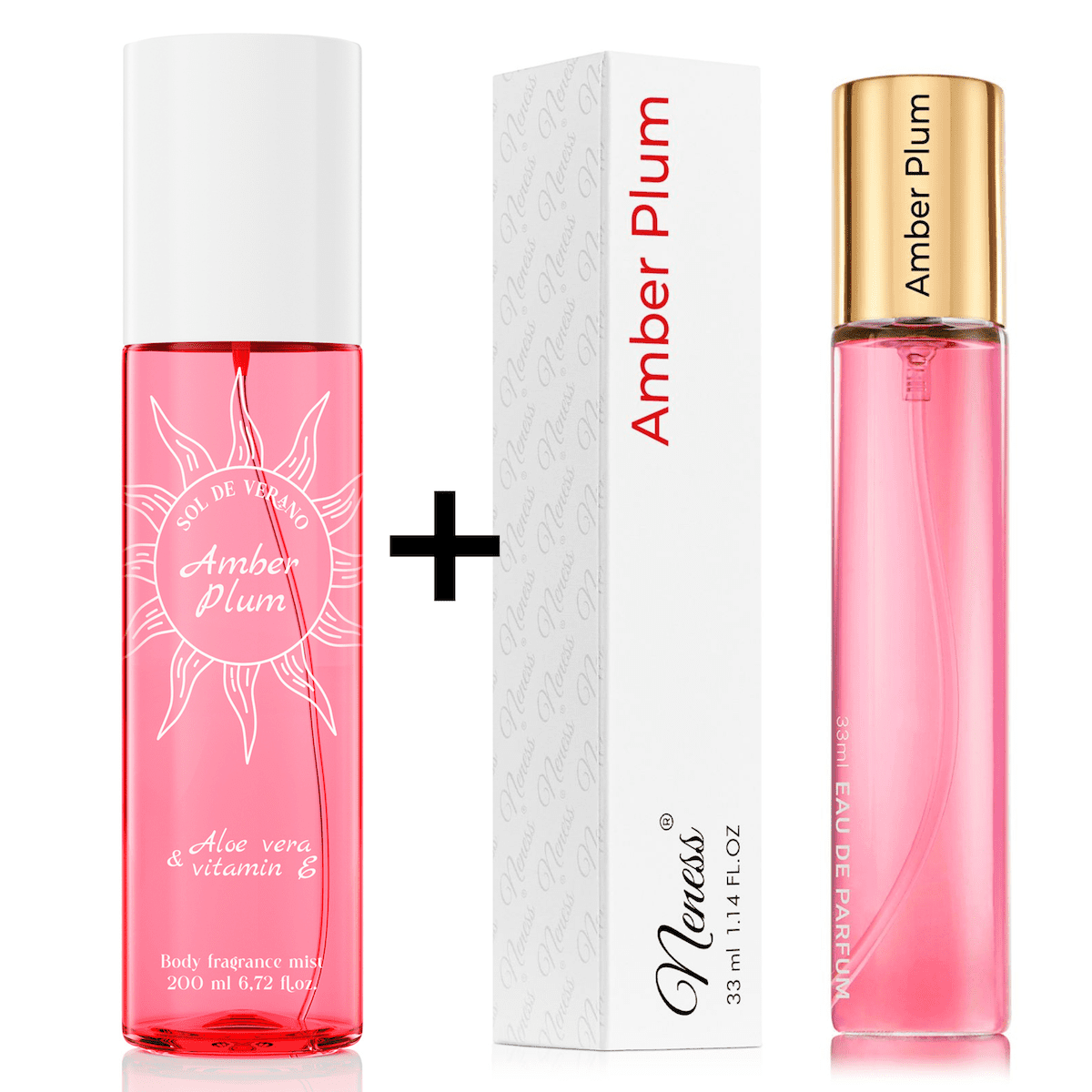 Neness Amber Plum výhodná sada tělový sprej + parfémovaná voda pro ženy 200ml + 33ml