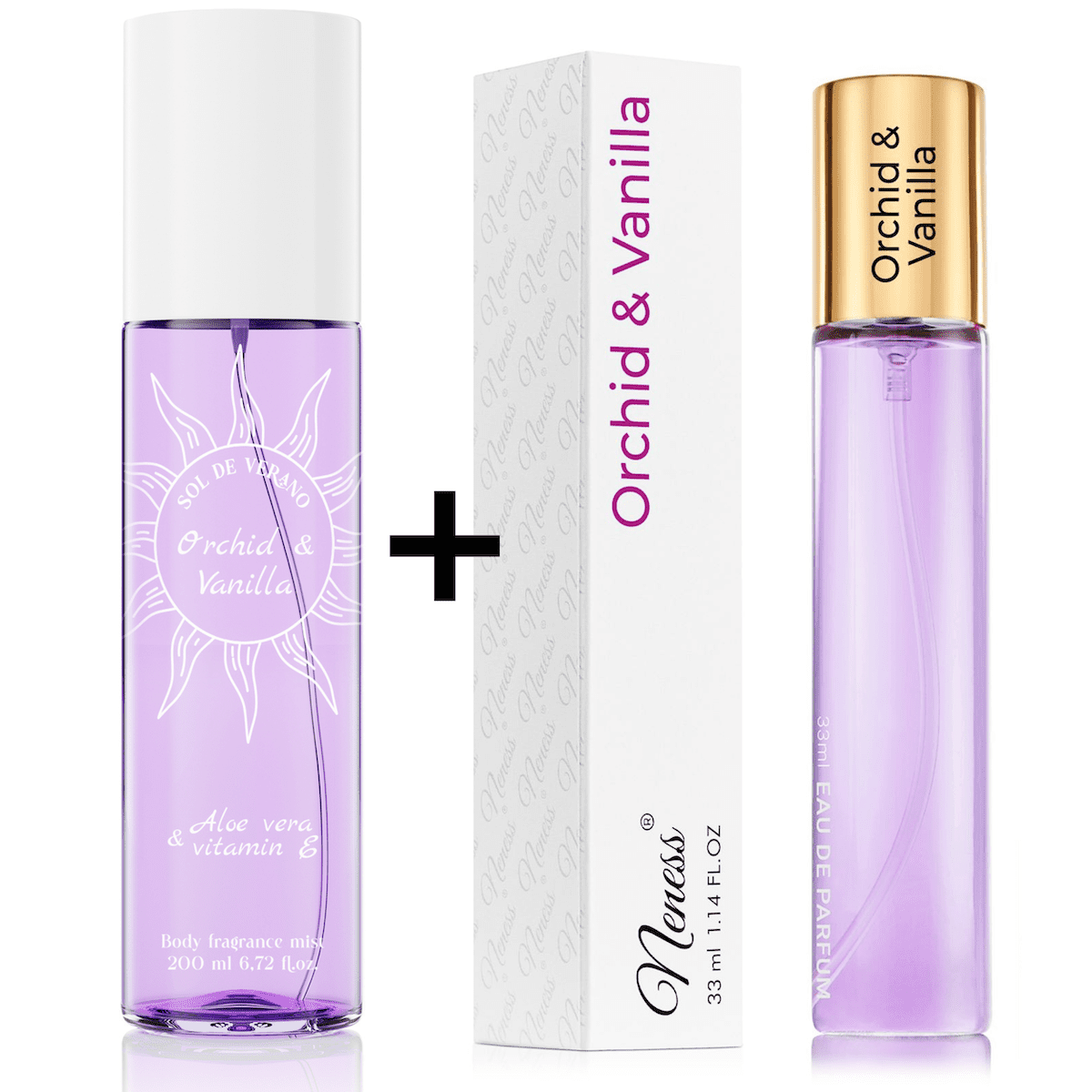 Neness Orchid & Vanilla výhodná sada tělový sprej + parfémovaná voda pro ženy 200ml + 33ml