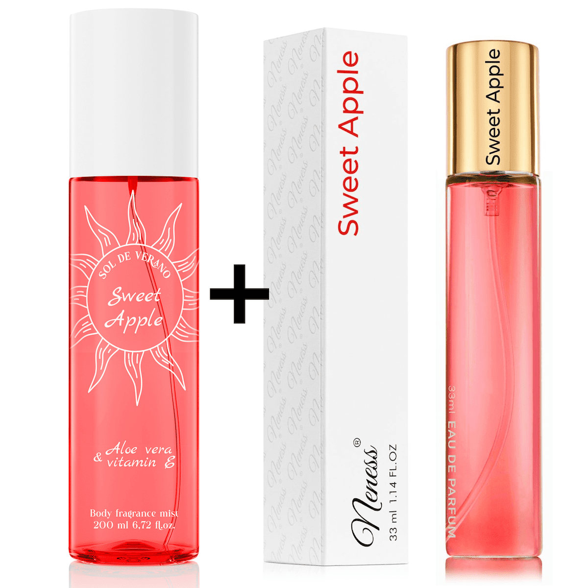 Neness Sweet Apple výhodná sada tělový sprej + parfémovaná voda pro ženy 200ml + 33ml