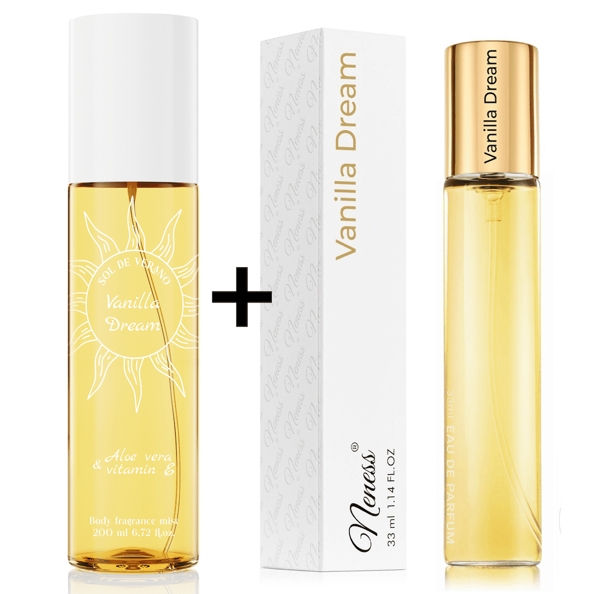 Neness Vanilla Dream výhodná sada tělový sprej + parfémovaná voda pro ženy 200ml + 33ml