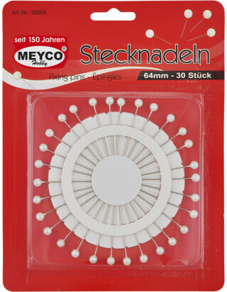 Velké špendlíky sada 30 ks bílých 64mm