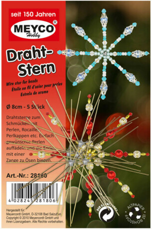 Sněhová hvězda - drátová šablona 8cm 5ks