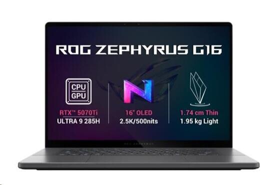 ASUS ROG Zephyrus G16 GU605CR-NEBULA168X, Core Ultra 9 285H, 16.0˝ 2560x1600 WQXGA, RTX 5070/12GB, 32GB, SSD 2TB, W11Pro, GU605CR-NEBULA168X