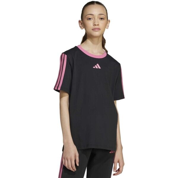 adidas JG 3-STRIPES BF TEE Dívčí triko, černá, velikost