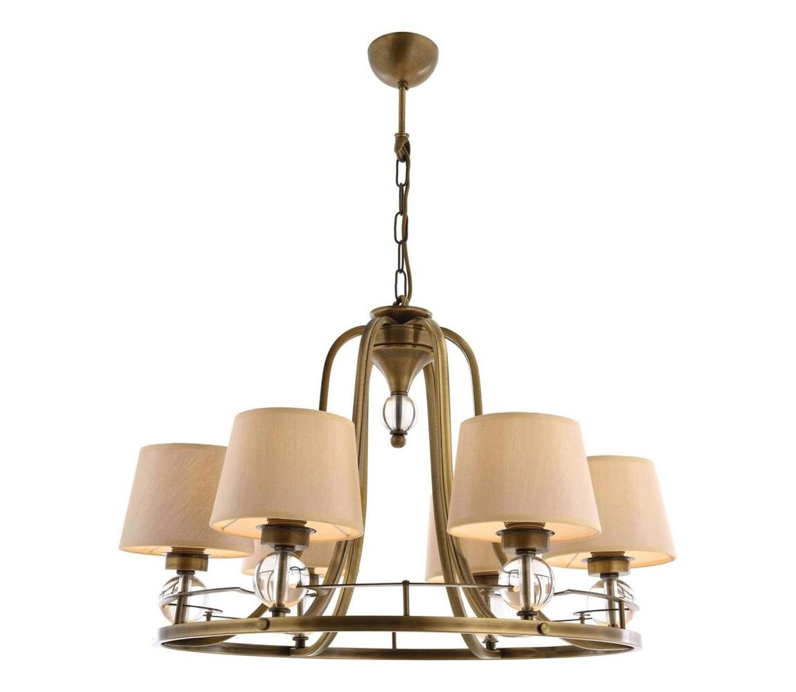 Lustr na řetězu NARA 6xE27/40W/230V mosaz