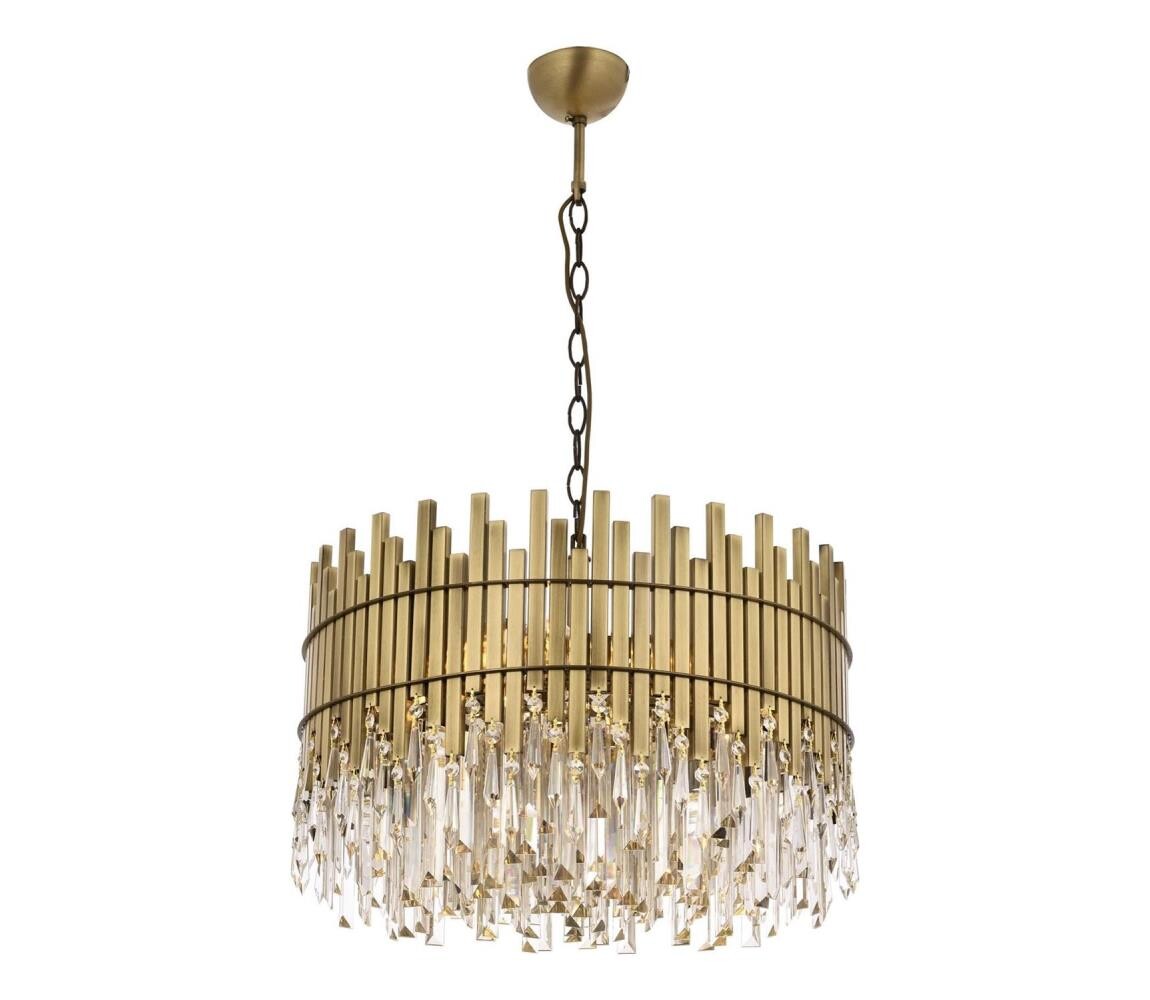 Lustr na řetězu CRYSTALLINE 8xE27/40W/230V mosaz