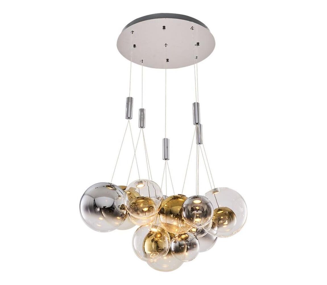 LED Lustr na lanku ENNA 15xG9/5W/230V 3000K kouřová/zlatá