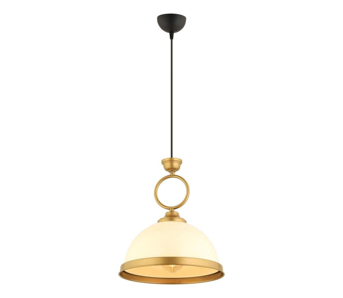 Lustr na lanku MONZA 1xE27/40W/230V pr. 26 cm krémová/bronzová