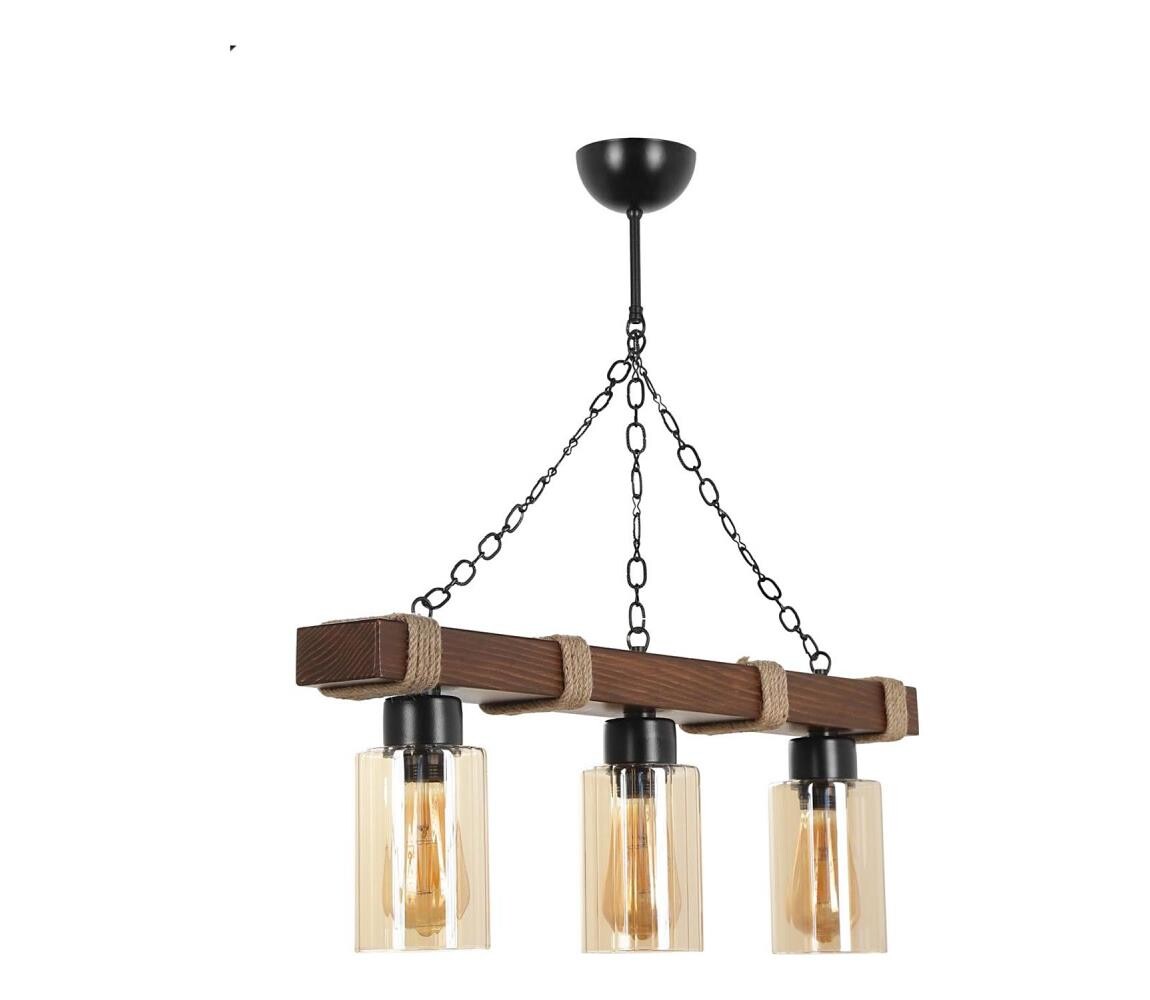 Lustr na řetězu JASMIN 3xE27/40W/230V hnědá/béžová