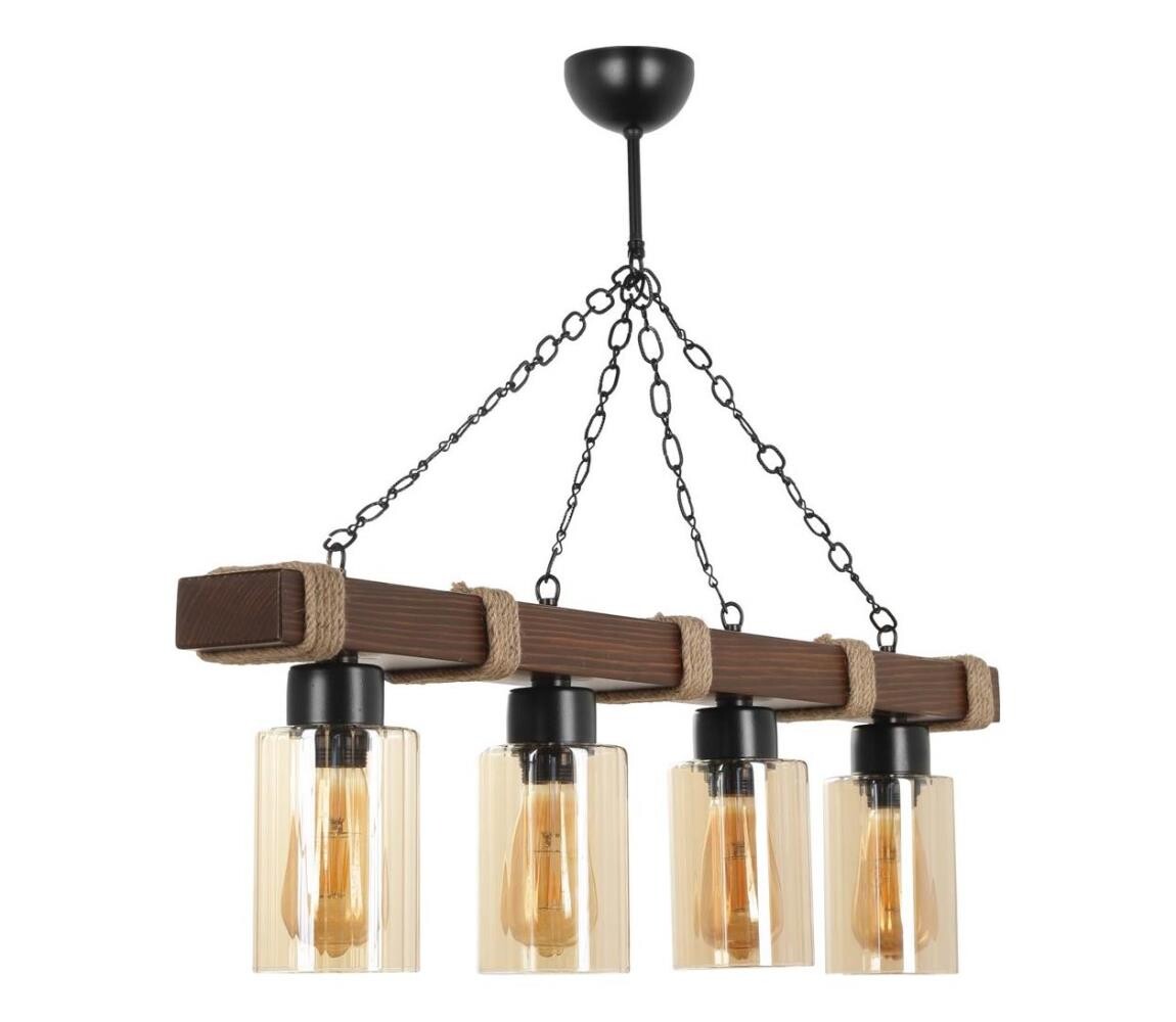 Lustr na řetězu JASMIN 4xE27/40W/230V hnědá/béžová