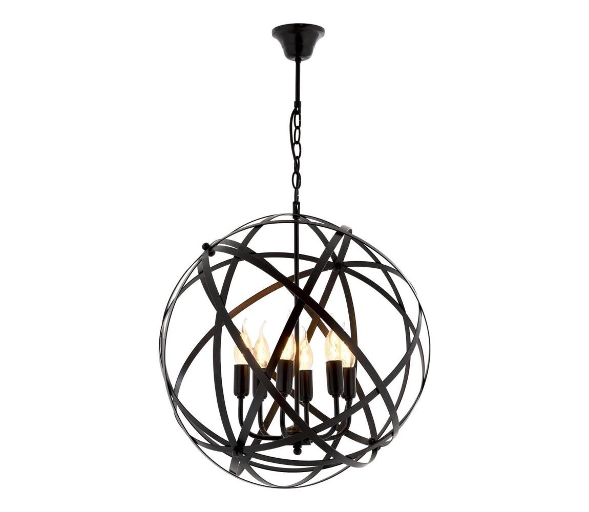 Lustr na řetězu IRONBALL 6xE27/40W/230V černá