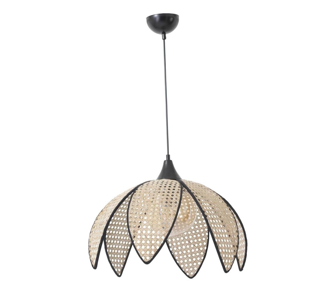 Lustr na lanku FUME 1xE27/40W/230V pr. 40 cm černá/béžová