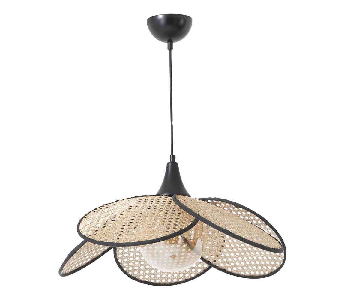 Lustr na lanku FUME 1xE27/40W/230V pr. 45 cm černá/béžová