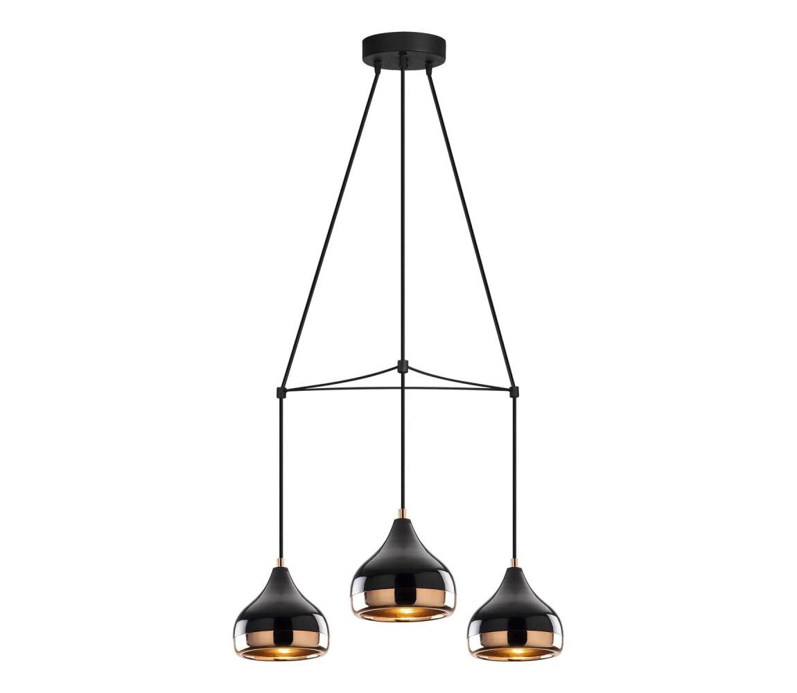 Lustr na lanku YILDO 3xE27/40W/230V černá/měděná