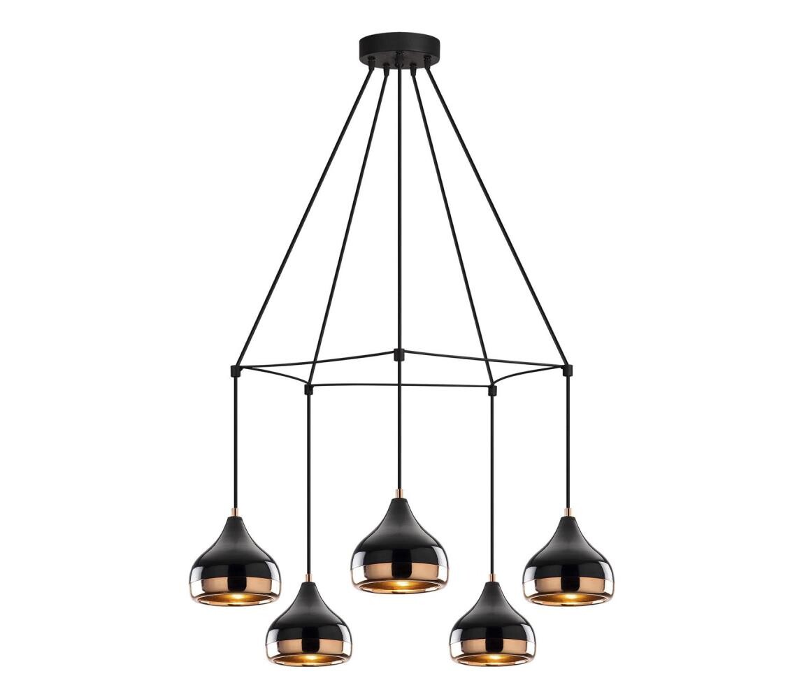 Lustr na lanku YILDO 5xE27/40W/230V černá/měděná
