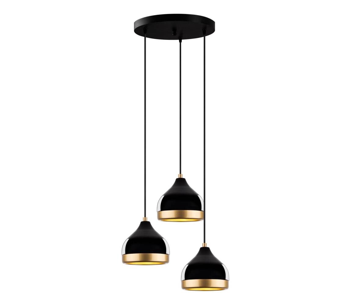 Lustr na lanku YILDO 3xE27/40W/230V černá/zlatá