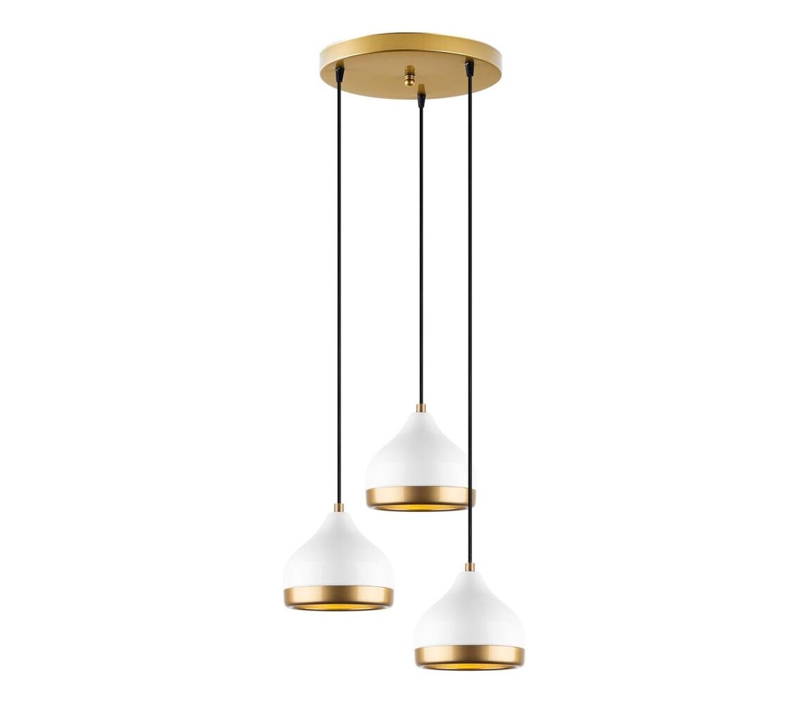 Lustr na lanku YILDO 3xE27/40W/230V bílá/zlatá