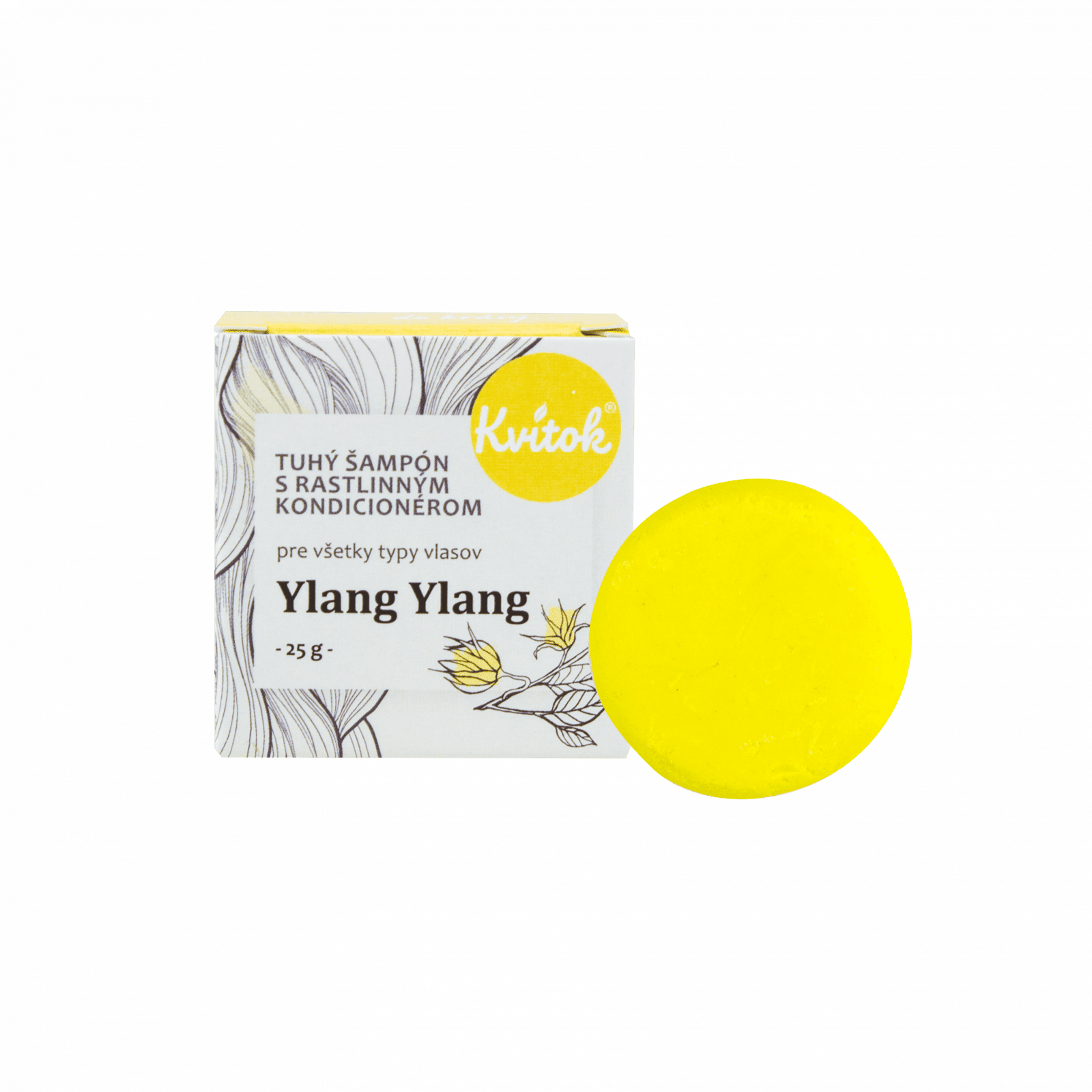 Kvitok Tuhý šampon s kondicionérem pro světlé vlasy Ylang Ylang 25 g - krásně pění
