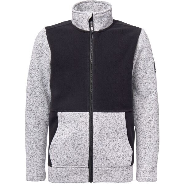 Lewro BILGE Dětská fleecová mikina svetrového vzhledu, šedá, velikost 128-134