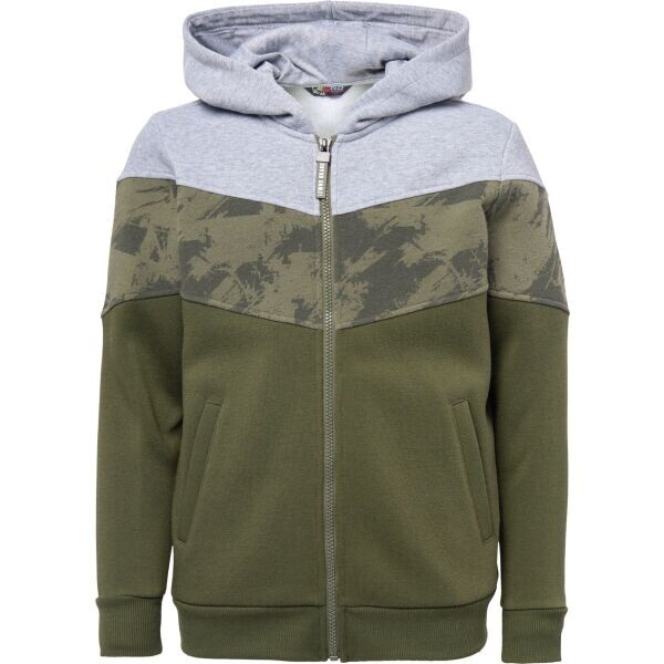 Lewro BRUS Chlapecká celorozepínací mikina, khaki, velikost 128-134