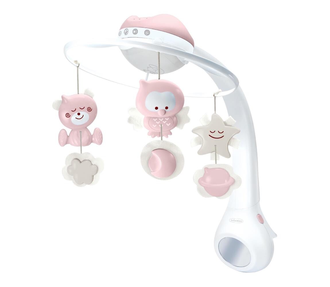 Infantino Infantino - Kolotoč nad postýlku s melodií a projektorem 3v1 3xAAA růžová