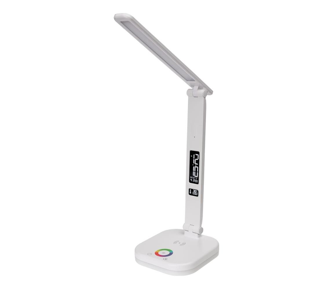 LED RGBW Stm. lampa s bezdr. nab., displejem, USB portem 6W/5V 3000-6500K bílá