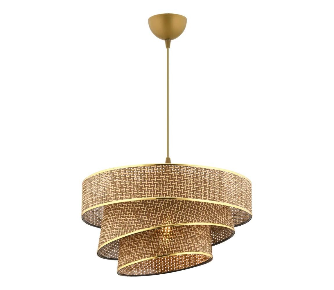 Lustr na lanku COUPER 1xE27/60W/230V hnědá/zlatá