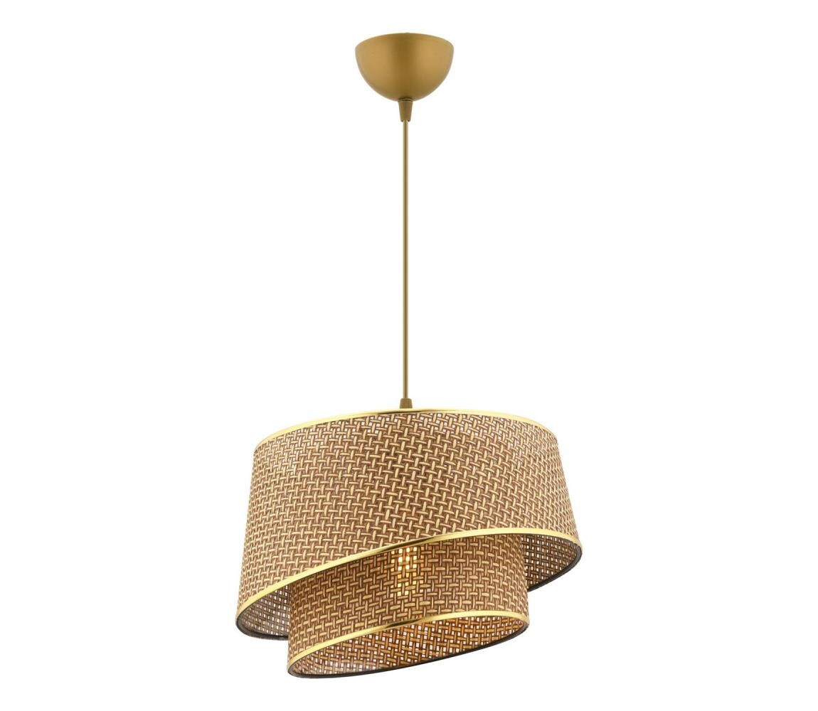 Lustr na lanku BARETTE 1xE27/60W/230V hnědá/zlatá