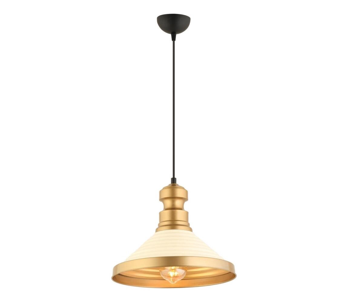 Lustr na lanku MONZA 1xE27/40W/230V pr. 30 cm krémová/zlatá