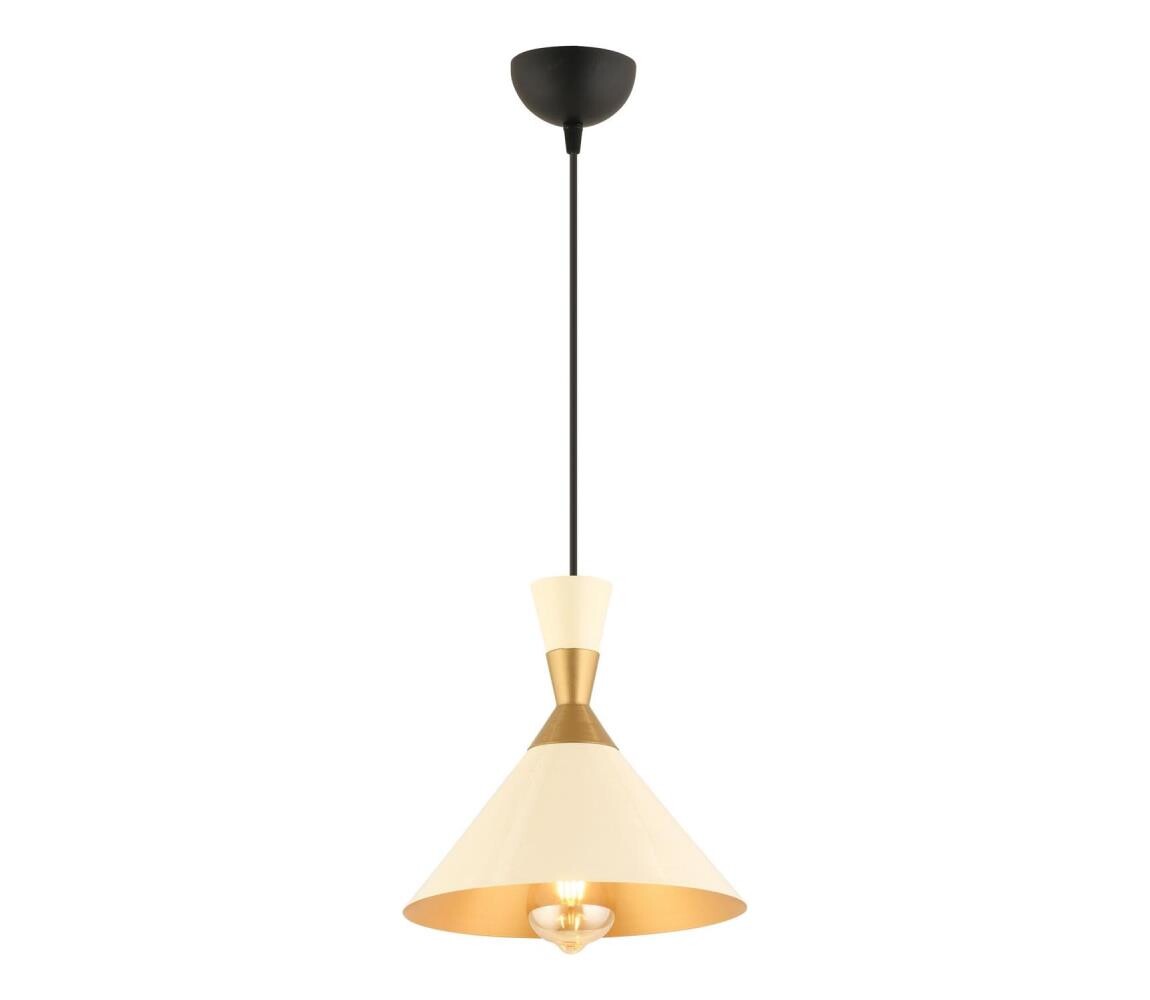 Lustr na lanku MONZA 1xE27/40W/230V pr. 25 cm krémová/zlatá