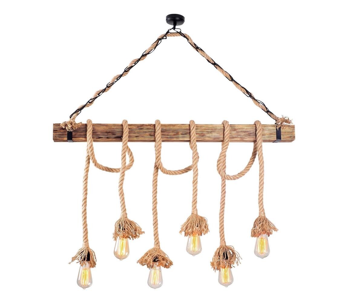 Lustr na lanku EREBOS 6xE27/40W/230V hnědá