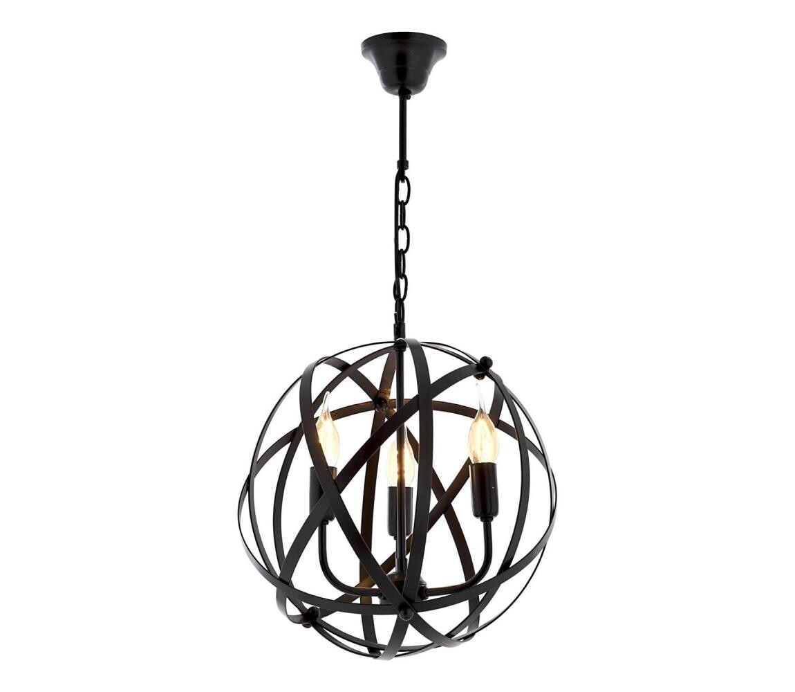 Lustr na řetězu IRONBALL 3xE27/40W/230V černá