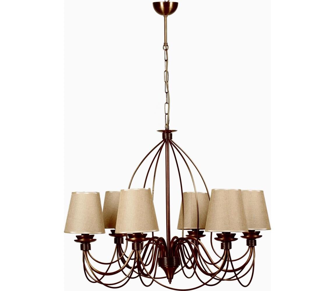 Lustr na řetězu CLASSIC 6xE14/40W/230V bronzová/béžová