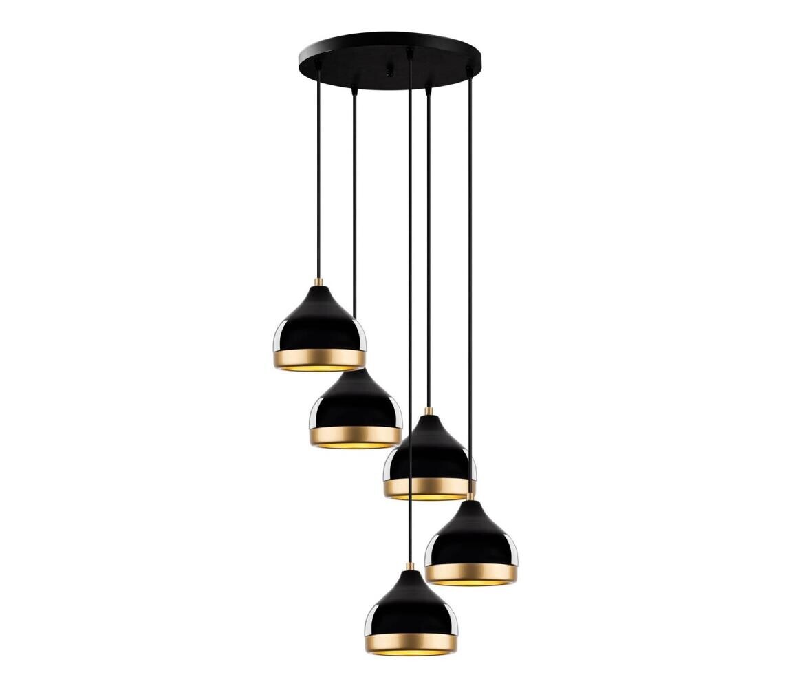 Lustr na lanku YILDO 5xE27/40W/230V černá/zlatá