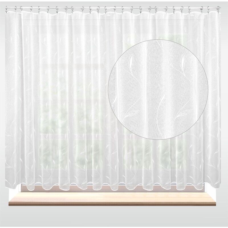 Záclona Dreher markizeta, Pnoucí listy, bílá 150 cm