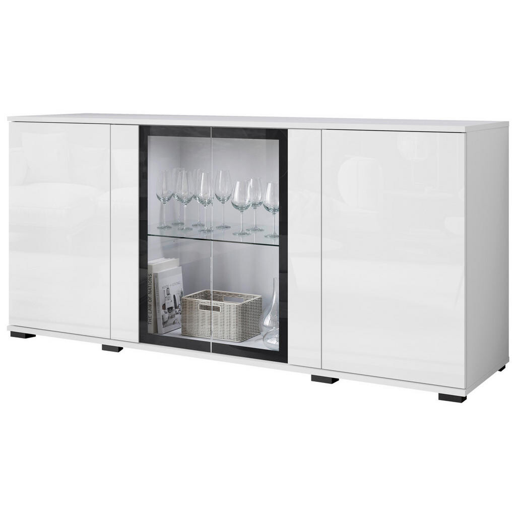 Livetastic ŠIROKÁ KOMODA, bílá, vysoce lesklá bílá, 150/69,7/39,5 cm