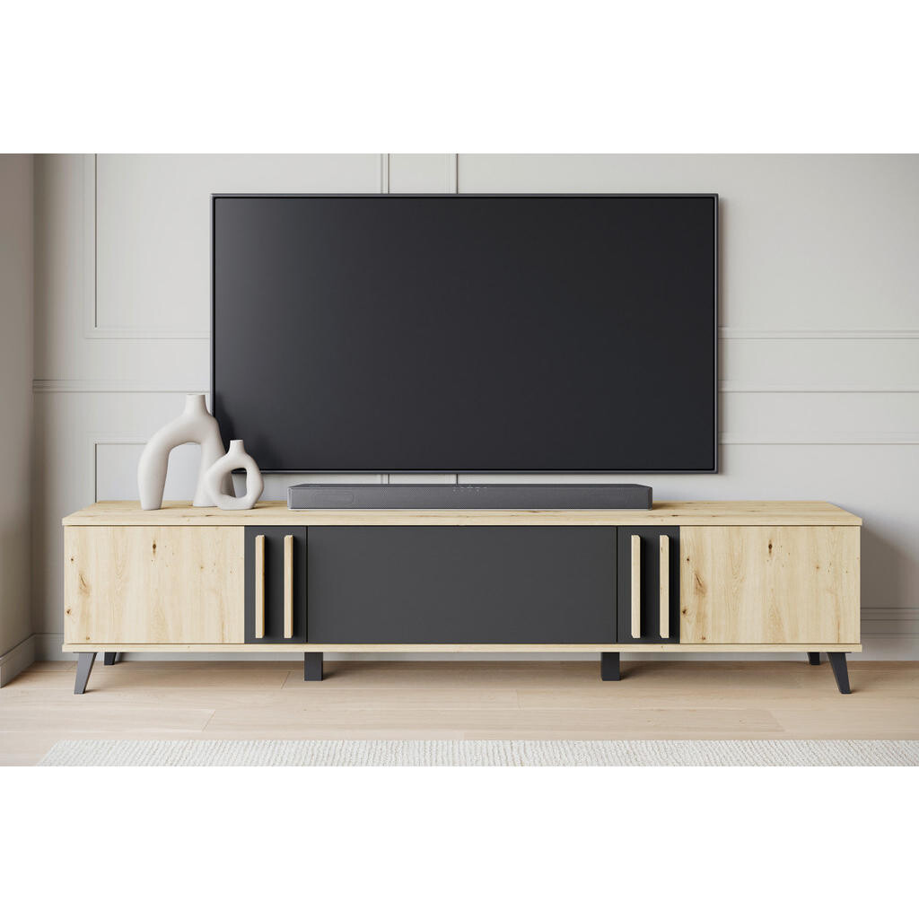 XXXL NÍZKÁ KOMODA, černá, dub artisan, 180/40/33 cm