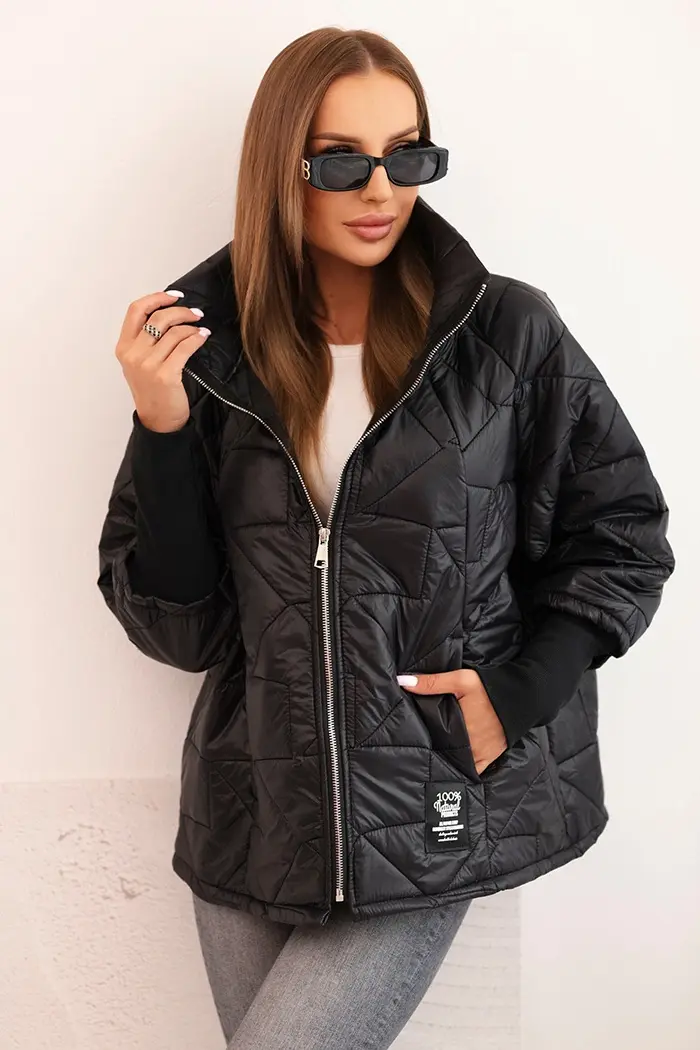 Kesi Włoski Dámská prošívaná bunda s krátkým střihem a stojáčkem černá