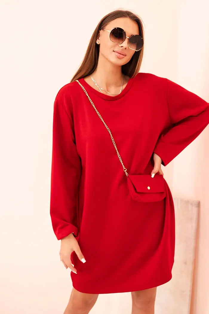 Kesi Włoski Dámská viskózová sukýnka Plus Size s kabelkou na řetízku červená