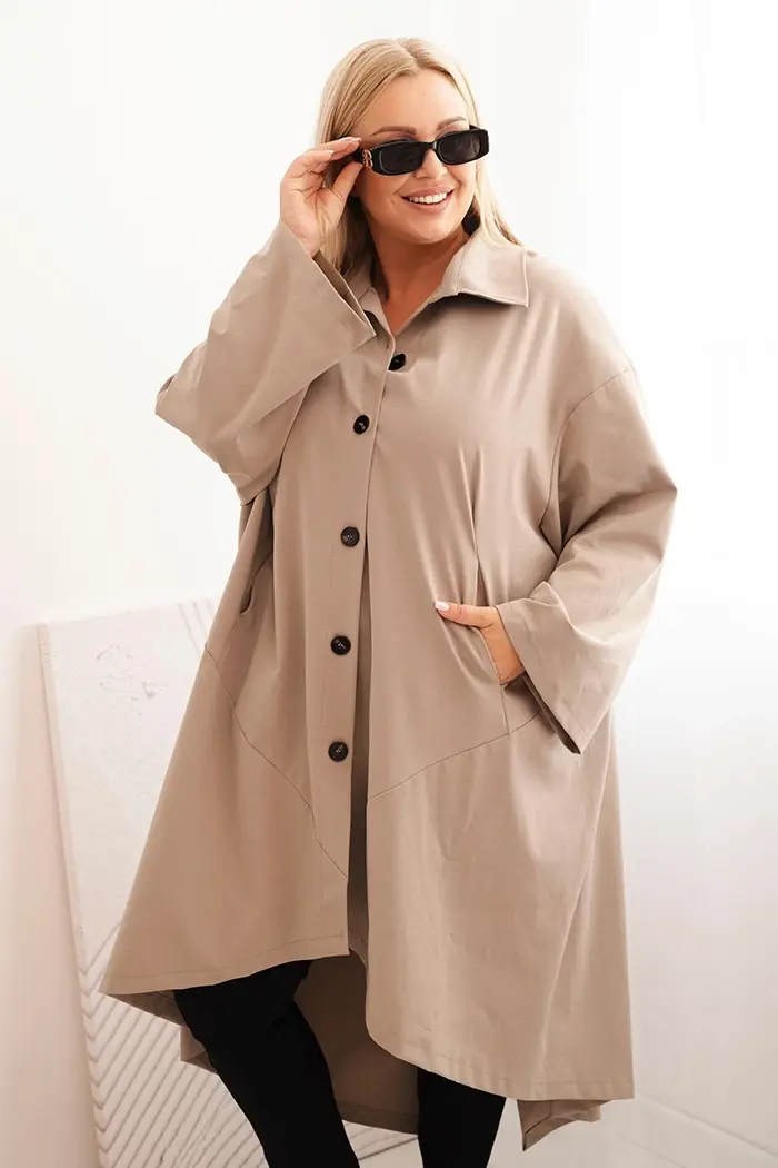 Kesi Włoski Dámská narzutka Plus Size Punto s bavlnou a knoflíky fango