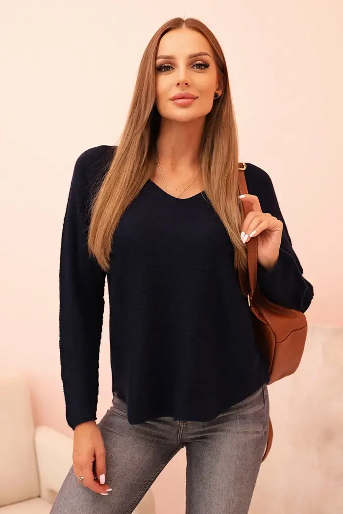 Kesi Włoski Dámský svetr s viskózou a véčkovým výstřihem granátový